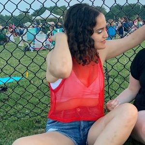Sheer Red Crop Top